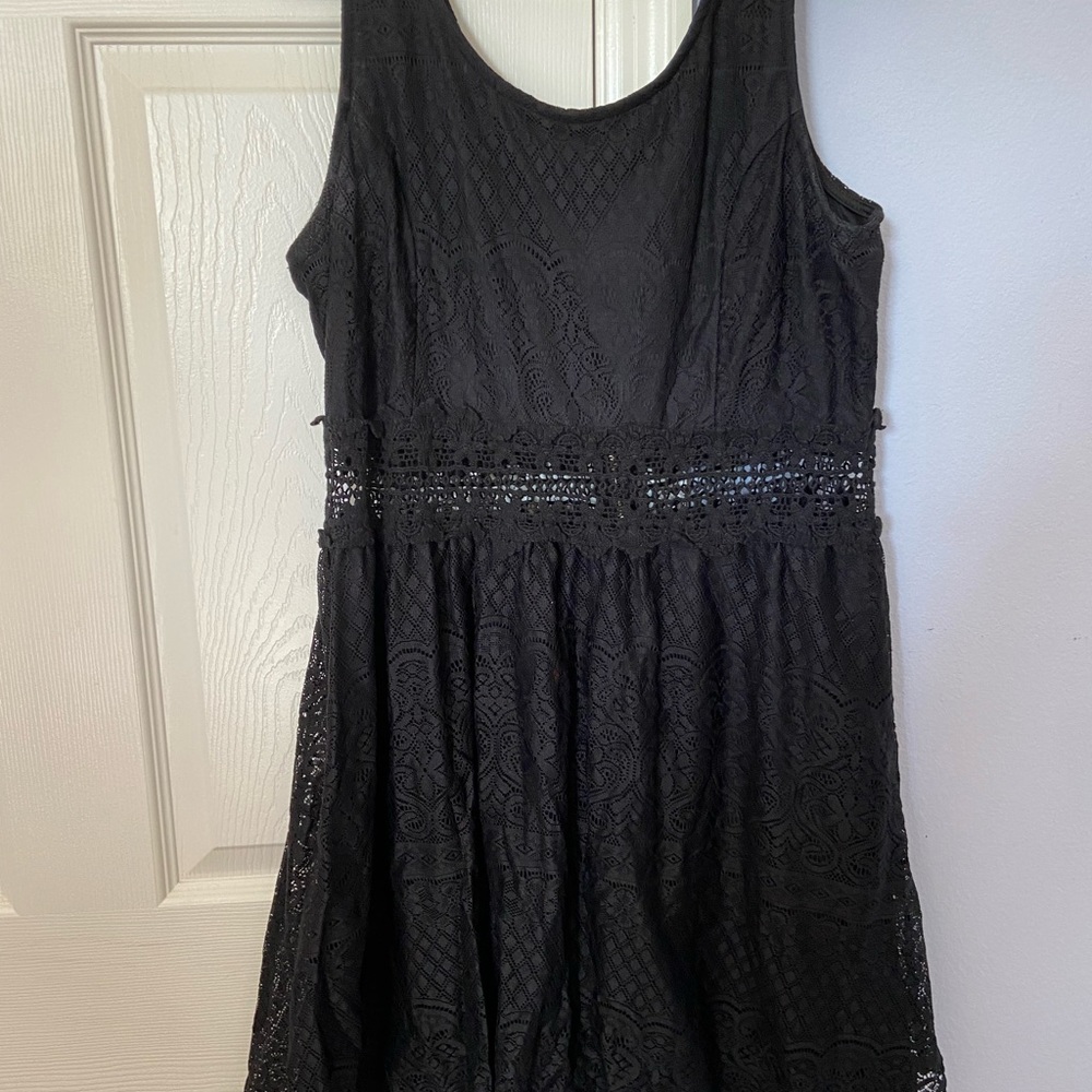 Black lace mini dress